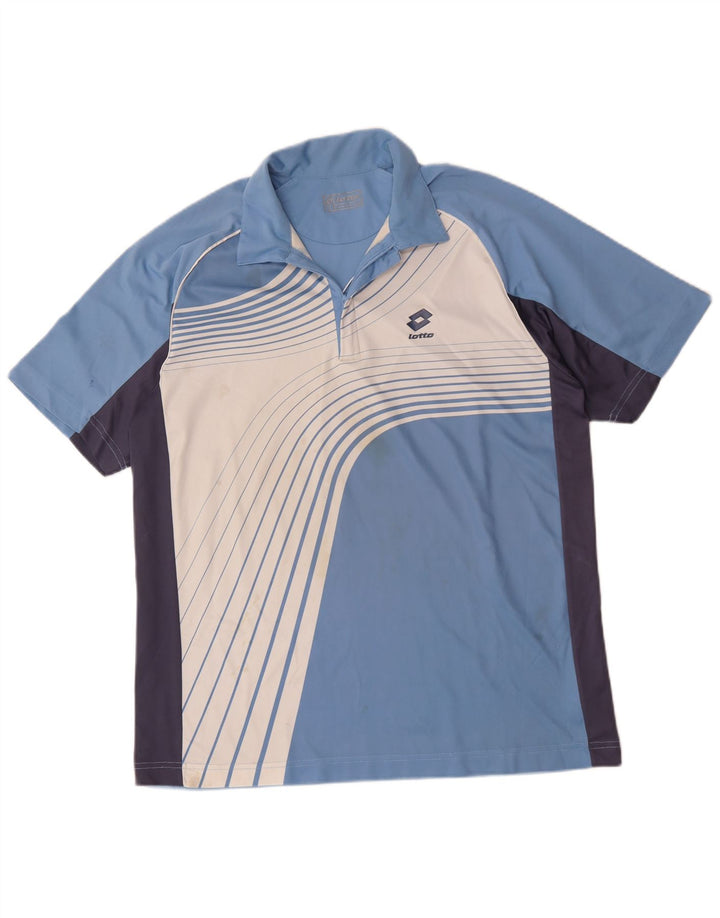 Lotto Mens Zip Neck Polo Shirt XL Blue Colourblock Polyester