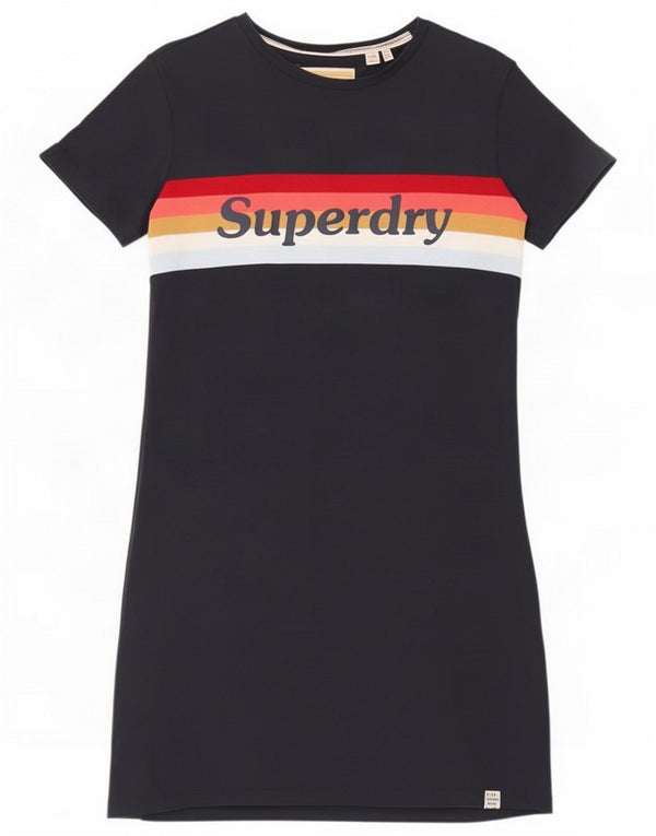 Superdry Grafisk T-shirtkjole til kvinder UK 10 Small Navy Blue Colourblock