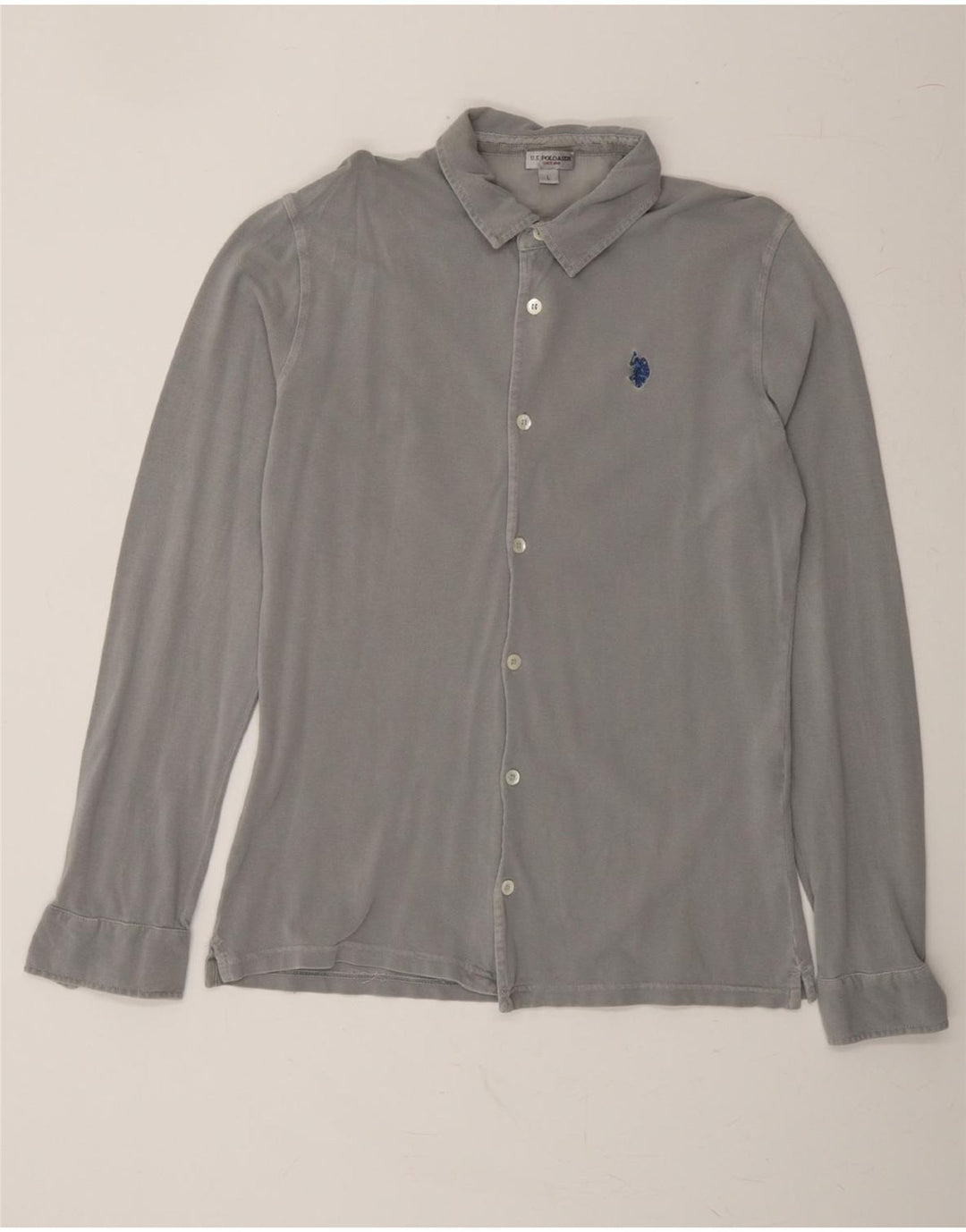 U.S. POLO ASSN. Mens Shirt Large Grey Cotton Vintage U.S. Polo Assn. and Second-Hand U.S. Polo Assn. from Messina Hembry 