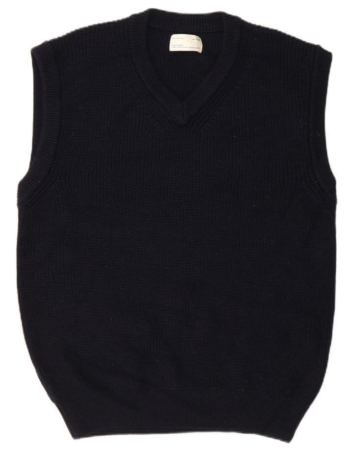 ZARA Mens Vest Tank Top XL Navy Blue Acrylic