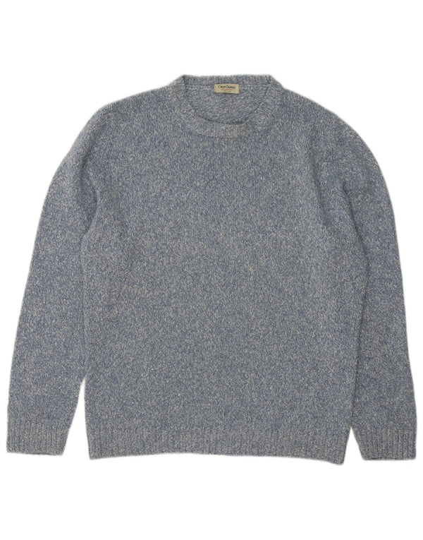 Gran Sasso Mens Crew Neck Jumper Sweater IT 48 Medium Blue Flecked Cashmere