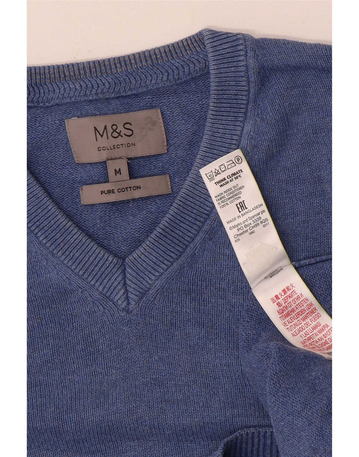 Marks & Spencer Pull Col V Homme Bleu Moyen Coton