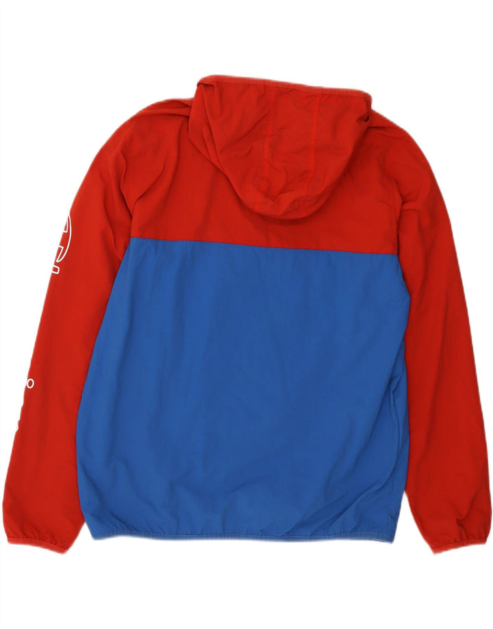 Champion Mens Graphic Anorak Jacket UK 38 Medium Blue Colourblock Polyamide