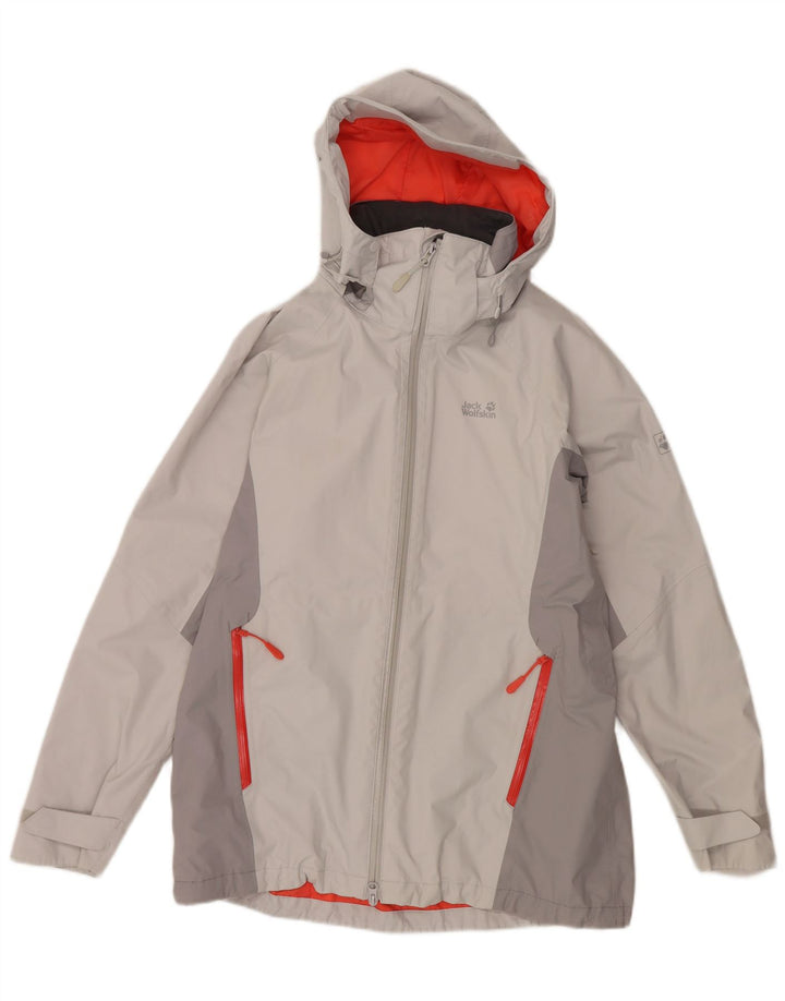 JACK WOLFSKIN Womens Windbreaker Jacket UK 14/16 Large Grey Colourblock