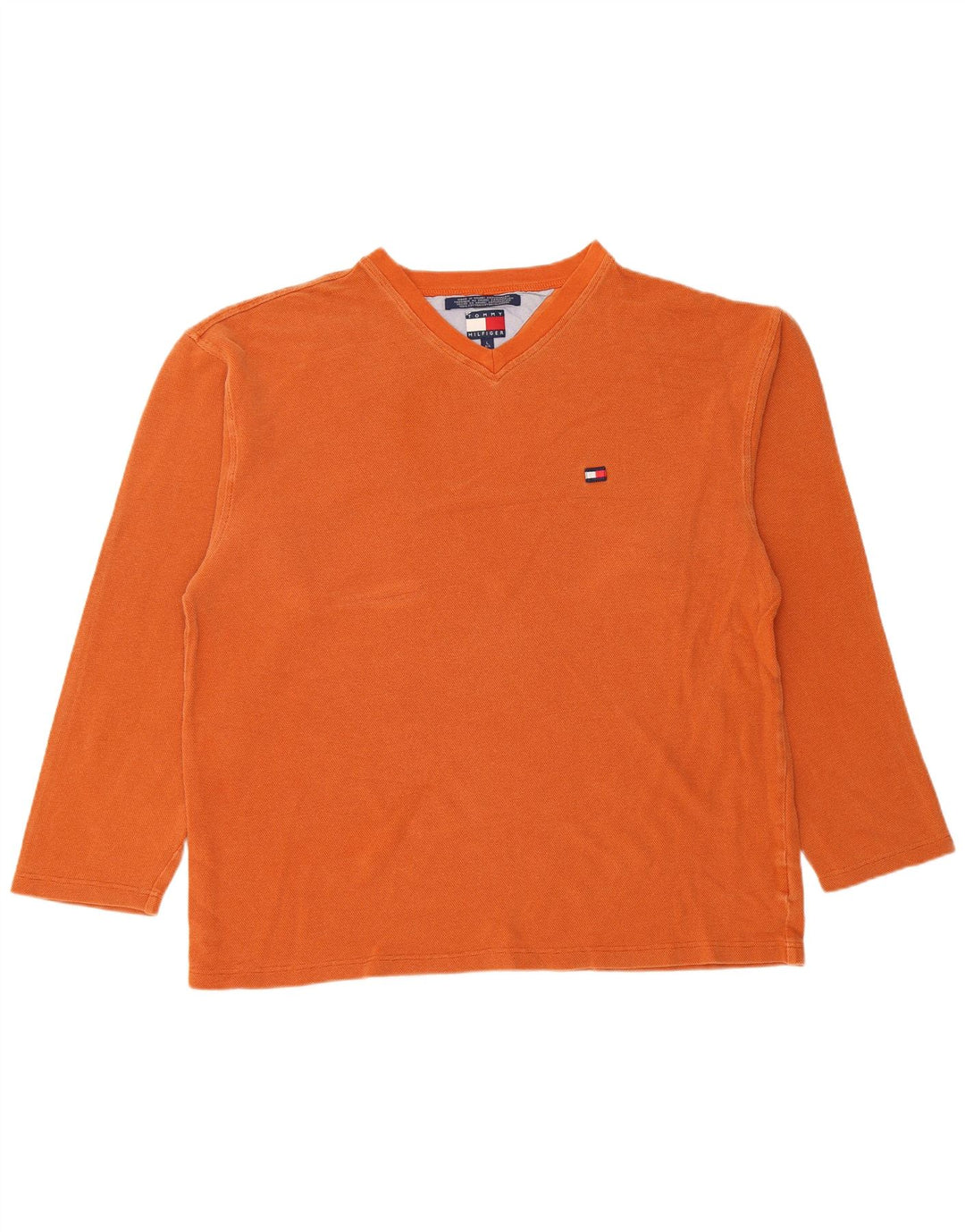 TOMMY HILFIGER Mens Top Long Sleeve Large Orange Cotton