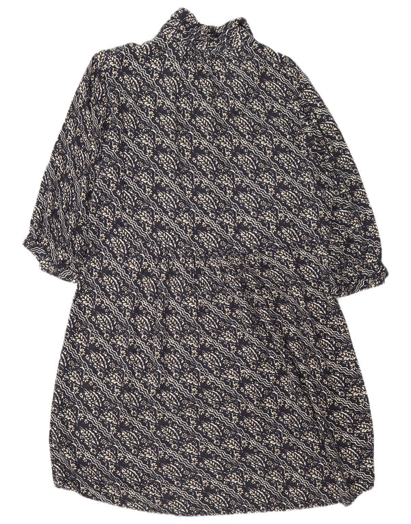 Fat Face Womens 3/4 Sleeve A-Line Dress UK 14 Large Navy Blue Floral