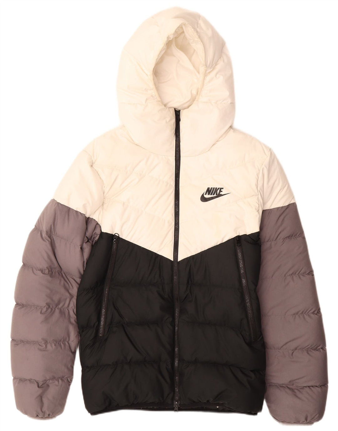 NIKE Mens Hooded Padded Jacket UK 36 Small Multicoloured Colourblock