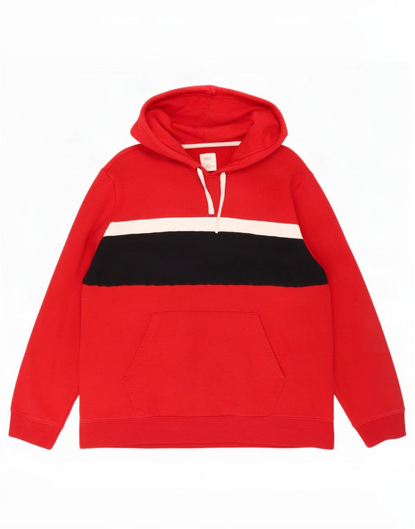 Maglione con cappuccio da uomo Marks & Spencer 3XL rosso in cotone color block