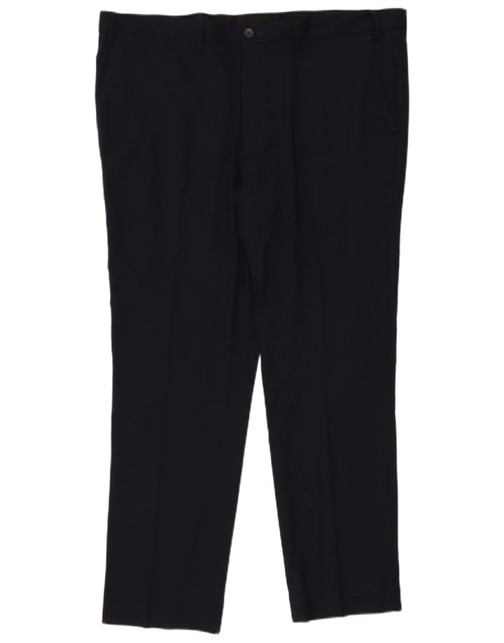 Pantaloni chino slim da uomo Marks & Spencer W42 L31 poliestere blu navy