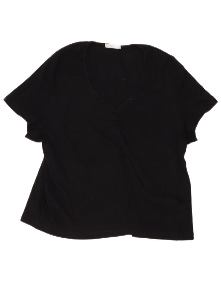 Marks & Spencer Womens Blouse Top UK 22 3XL Black Cotton