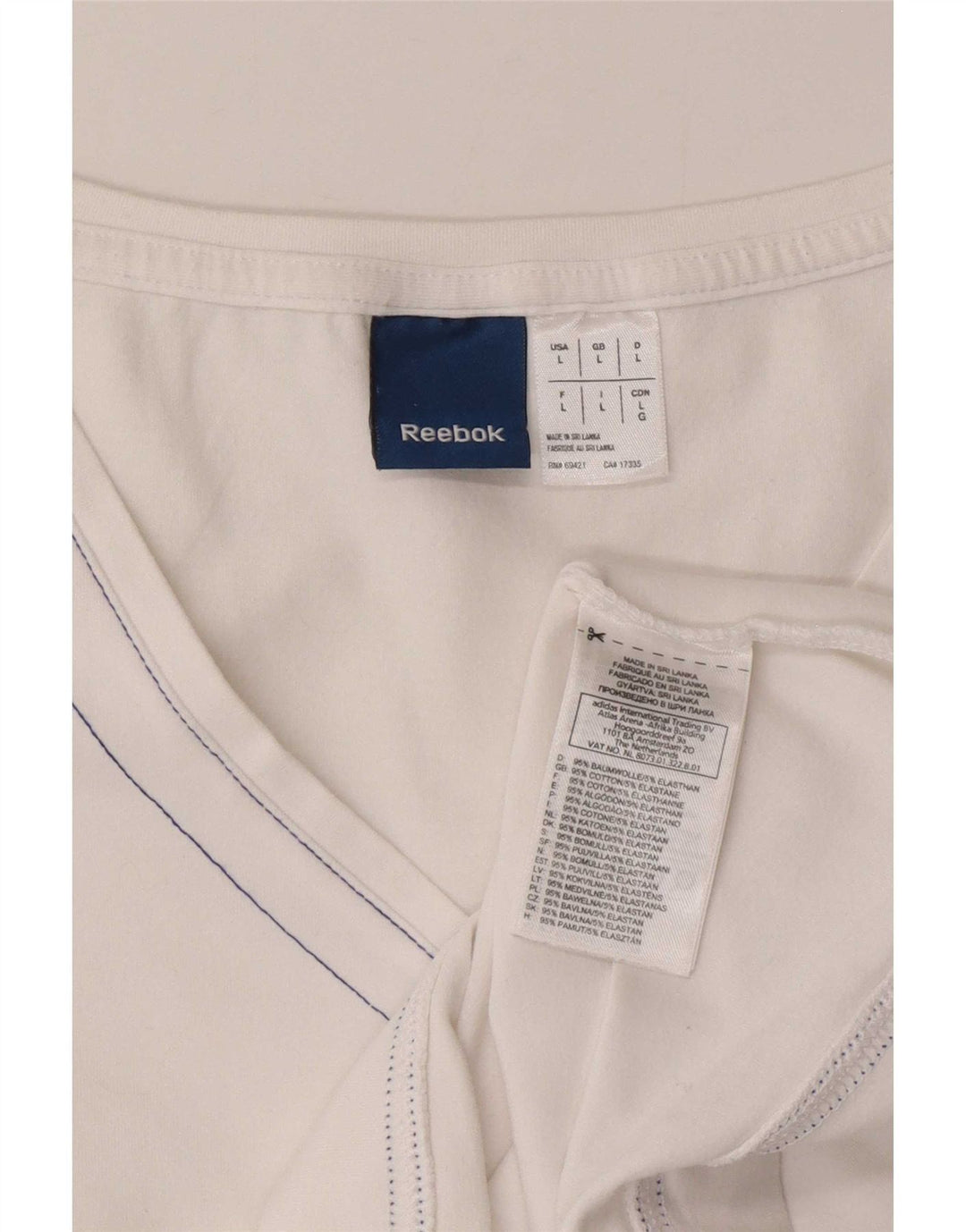 Reebok Womens Vest Top UK 14 Large White Cotton