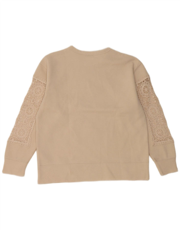 Zara Sweat-shirt surdimensionné pour femme UK 10 Petit polyester beige