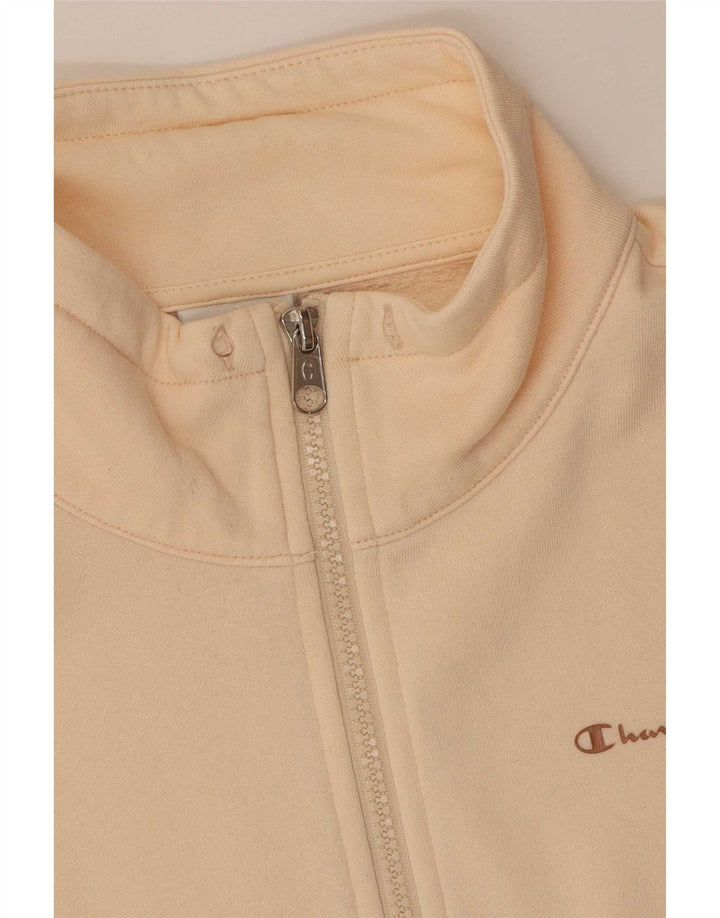 Champion Womens Tracksuit Top Jacket UK 16 Large Beige Cotton