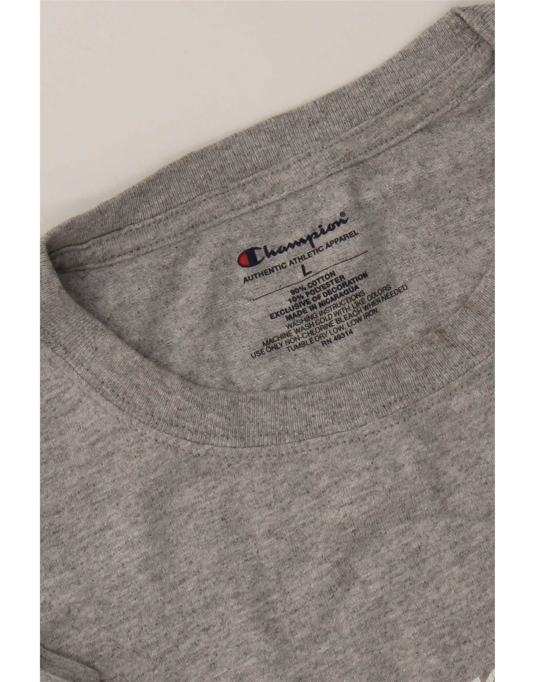 Champion Mens Graphic T-Shirt Top Large Grey Cotton