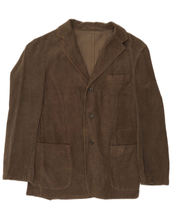 Jaqueta blazer masculina de veludo cotelê Alberto Aspesi com 3 botões Reino Unido 38 marrom médio