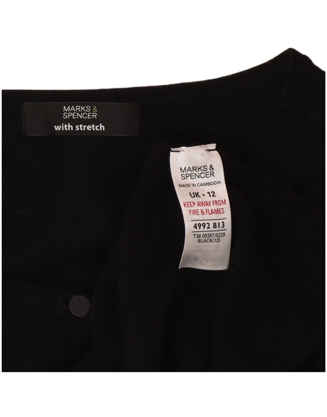Marks & Spencer Dame Cardigan Sweater UK 12 Medium Black Viscose