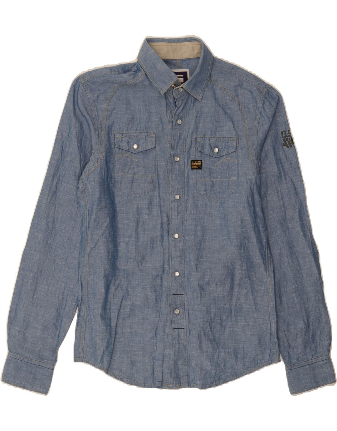 G-STAR Mens Grant Fit Shirt Small Blue Cotton Vintage G-Star and Second-Hand G-Star from Messina Hembry 