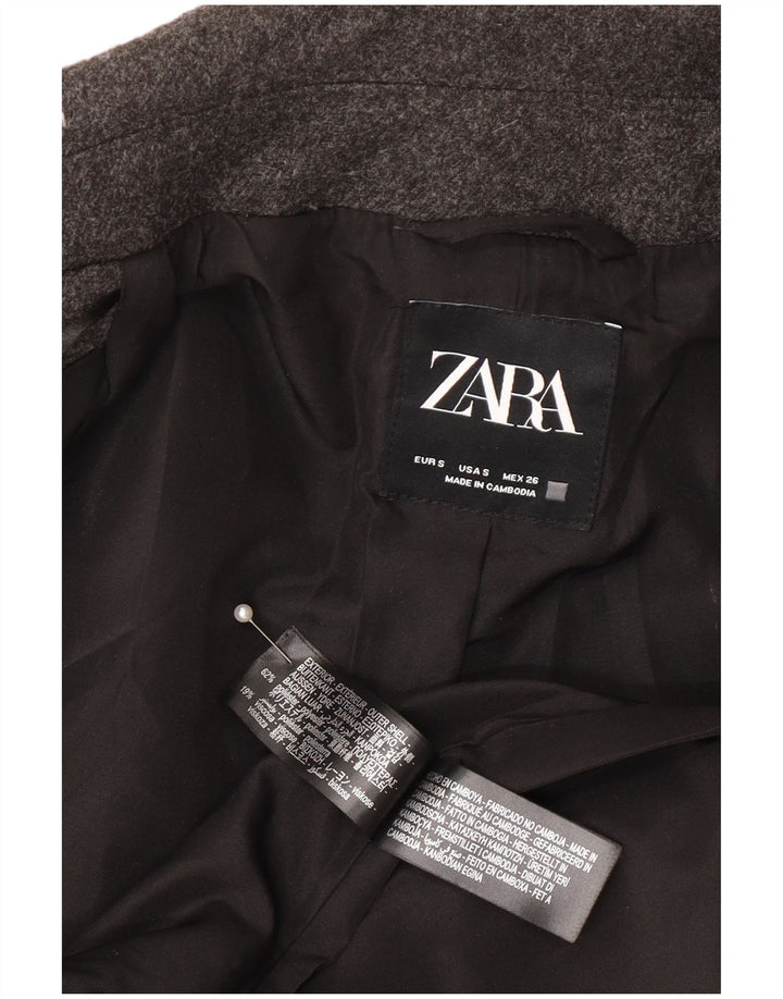 Zara Dame Dobbeltradet Oversized Blazer Jacket UK 10 Small Grey