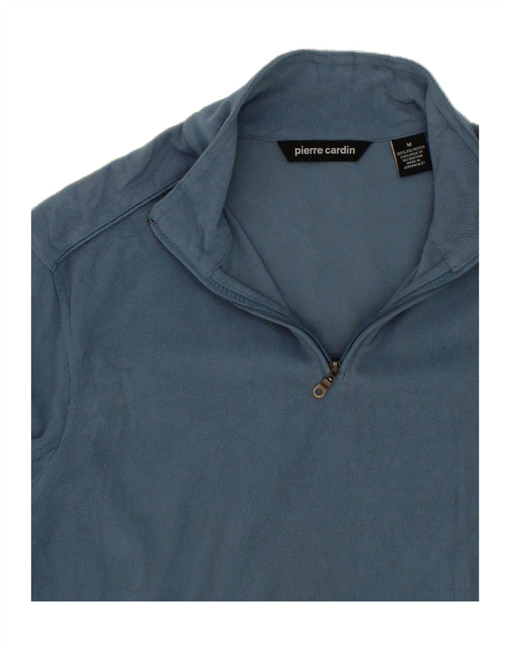 PIERRE CARDIN Mens Zip Neck Fleece Jumper Medium Blue Polyester Vintage Pierre Cardin and Second-Hand Pierre Cardin from Messina Hembry 