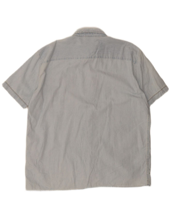 Camicia di jeans a maniche corte da uomo Carrera XL in cotone blu