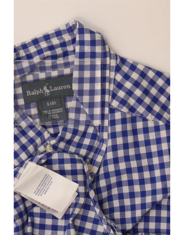 Ralph Lauren Boys Shirt 7-8 Years Small Blue Gingham Cotton
