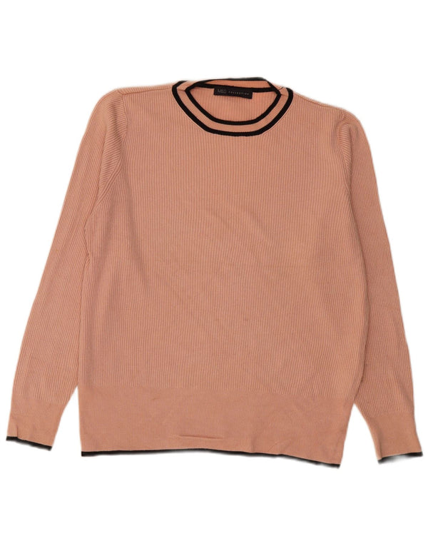 Marks & Spencer Womens Crew Neck Jumper Sweater UK 18 XL Pink Striped
