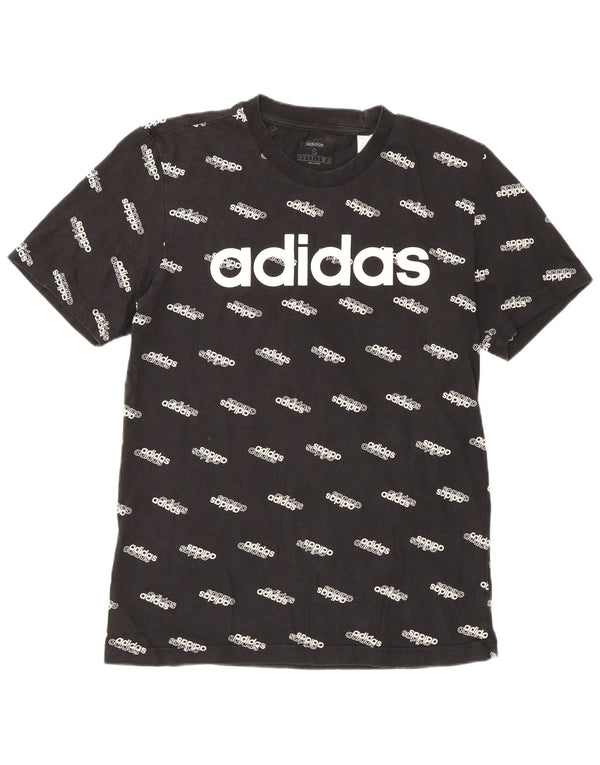 Adidas Womens Graphic T-Shirt Top UK 10 Small Black Cotton