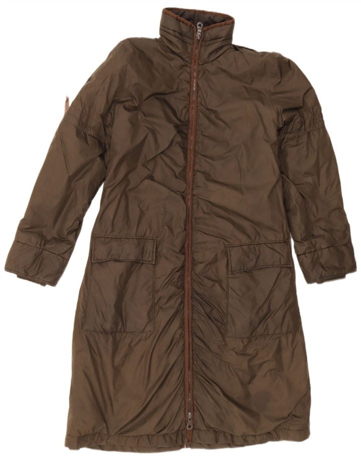 Dkny Womens Padded Coat UK 6 XS Khaki Cotton
