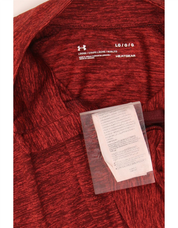 UNDER ARMOUR Womens Heat Gear Pullover Tracksuit Top UK 14 Large Red