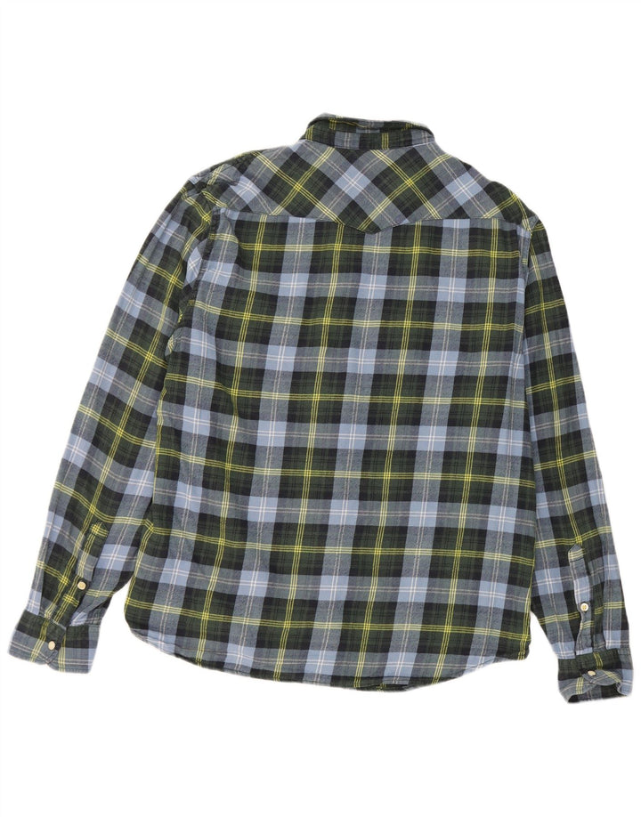 Lee Mens Slim Fit Flannel Shirt XL Blue Check Cotton