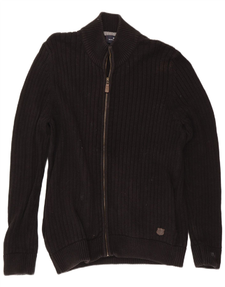 Marks & Spencer Herren Blue Harbor Cardigan Pullover Große schwarze Baumwolle