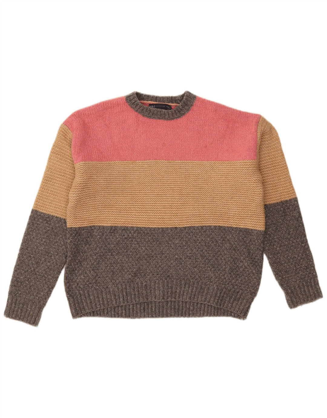 Marks & Spencer Damen-Pullover mit Rundhalsausschnitt, Gr. 14, mittelmehrfarbig