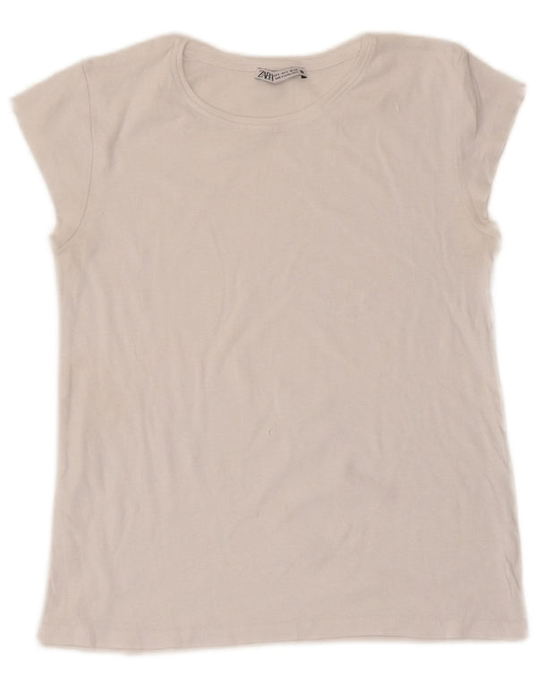 Zara Damen T-Shirt Top UK 8 Small Weiß
