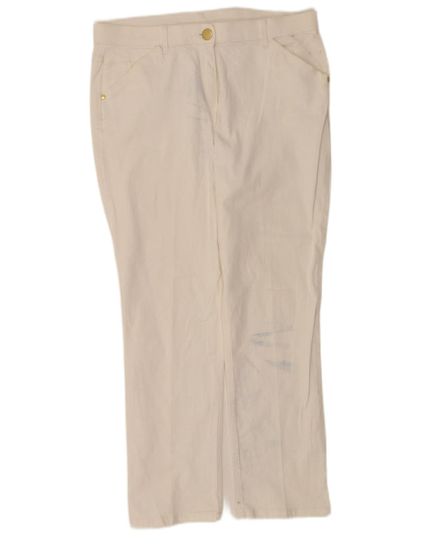 Marks & Spencer Womens Tapered Casual Trousers UK 14 Large W34 L27 White