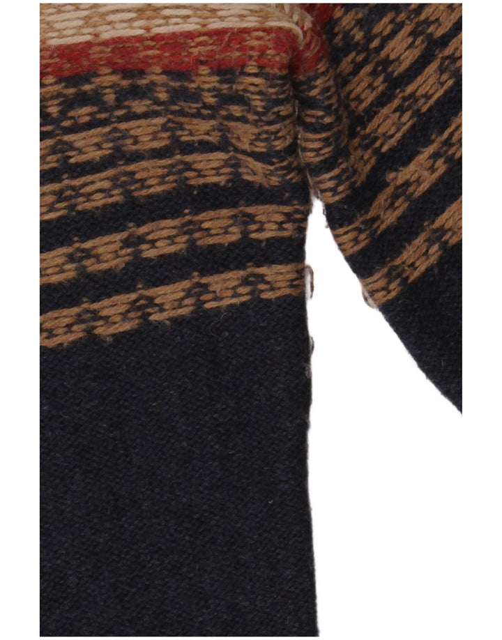 White Stuff Herre Zip Neck Jumper Sweater Small Navy Blue Fair Isle