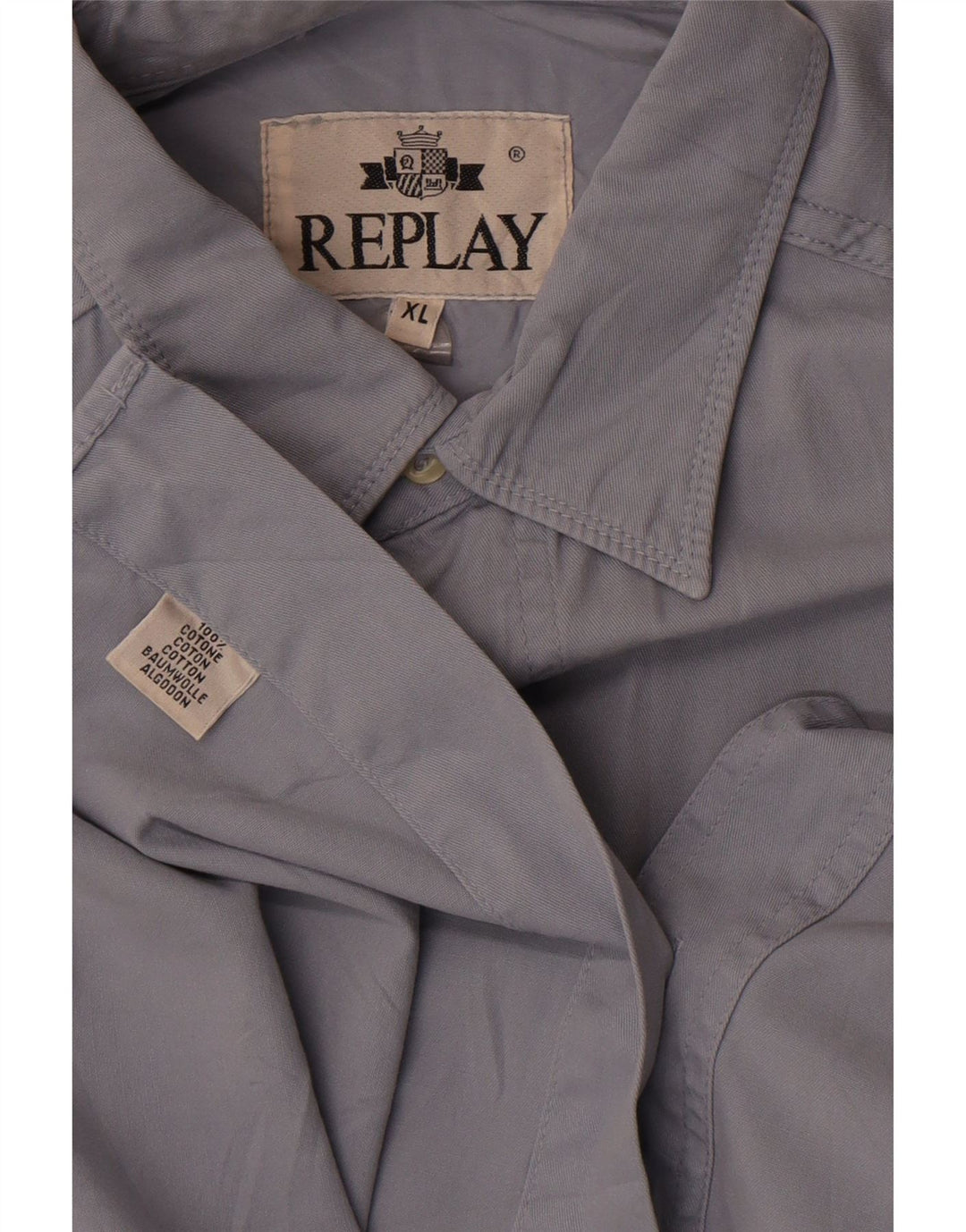 Replay Mens Shirt XL Blue Cotton