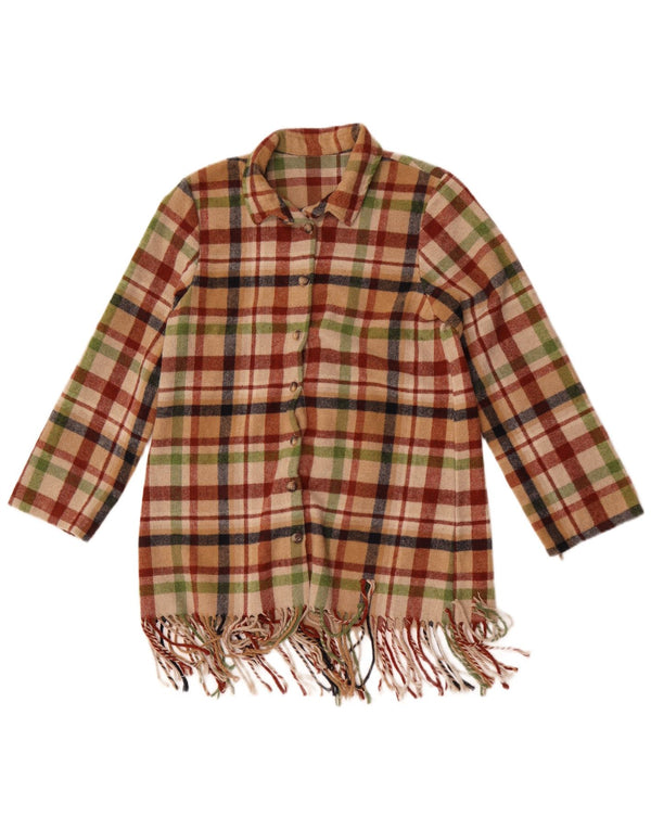 Soprabito lungo da donna vintage UK 14 Poliestere a quadri multicolore medio