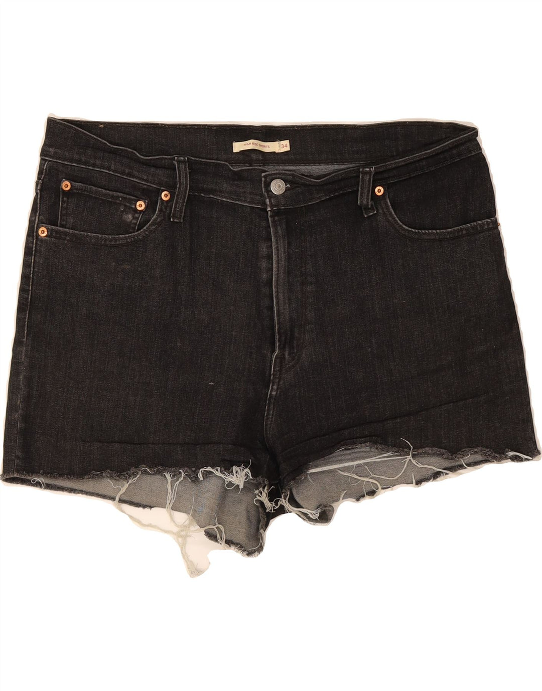 LEVI'S Womens High Rise Denim Shorts W34 Large  Black Cotton Vintage Levi's and Second-Hand Levi's from Messina Hembry 