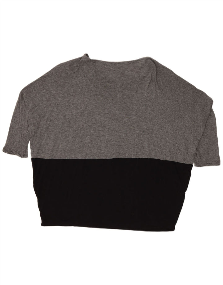 Top supradimensionat pentru femei Zara cu mâneci 3/4 UK 14 Medium Gri Colorblock