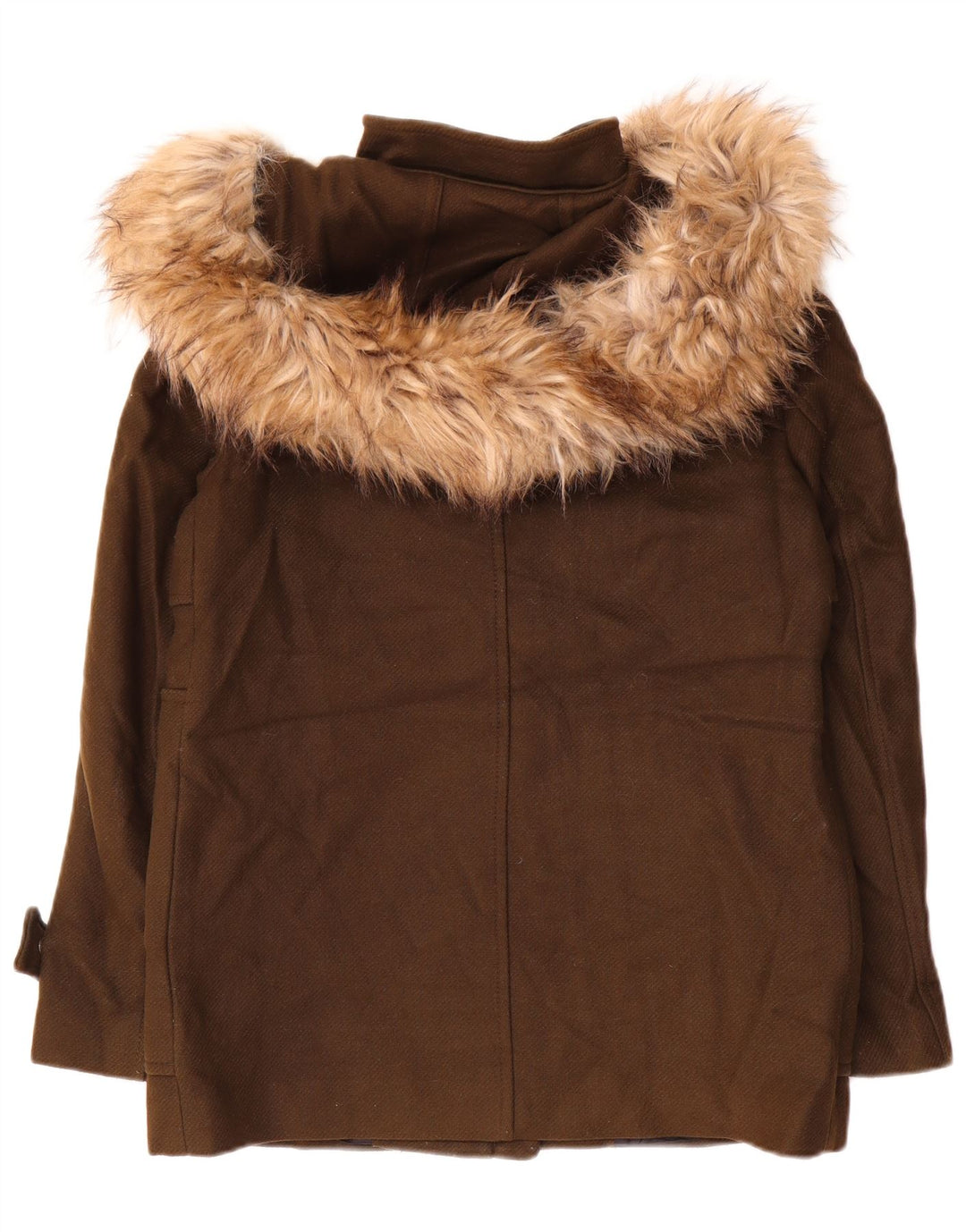 Zara Womens Hooded Windbreaker Jacket UK 14 Medium Khaki Wool