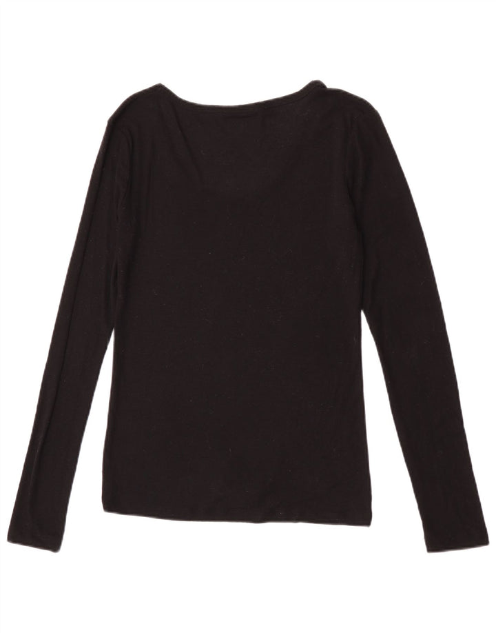 Zara Damen Top Langarm UK 12 Medium Schwarz