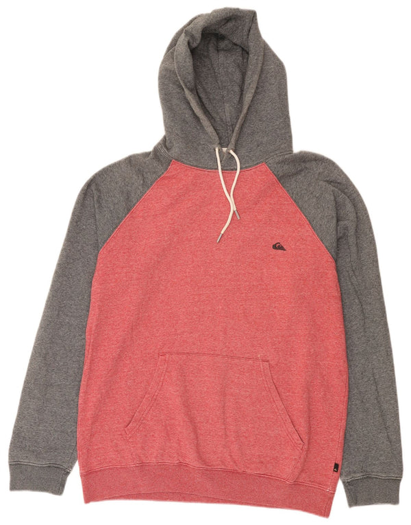 Felpa con cappuccio da uomo Quiksilver Large in cotone color block grigio