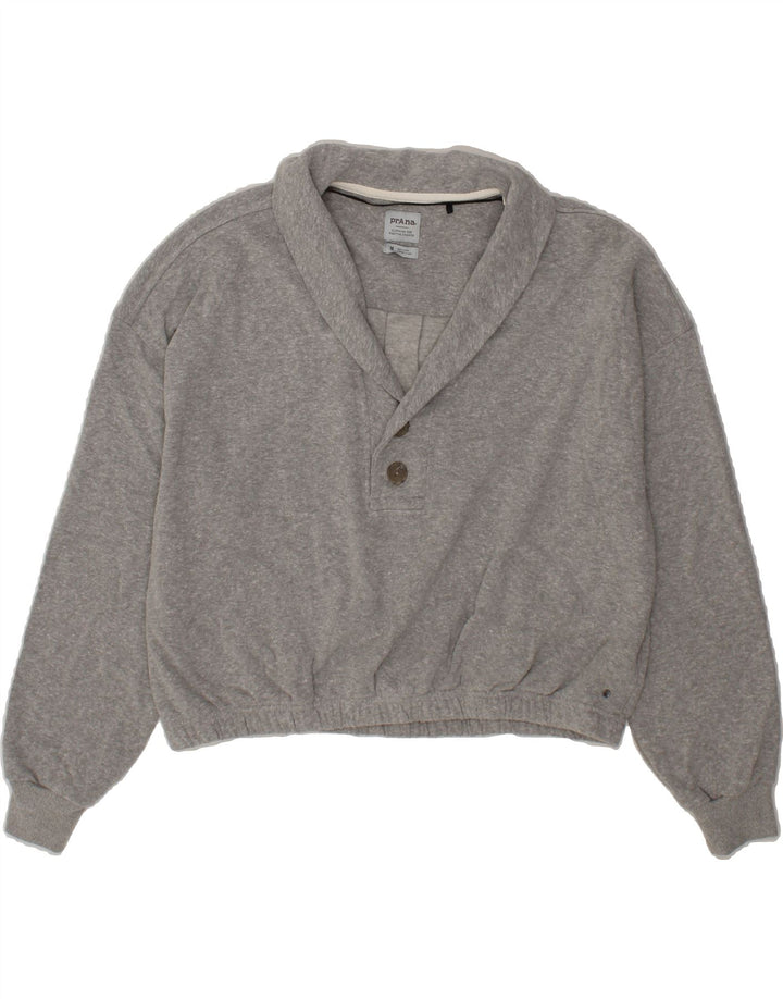 PRANA Womens Oversized Crop Shawl Neck Sweatshirt Jumper UK 14 Medium Grey Vintage Prana and Second-Hand Prana from Messina Hembry 