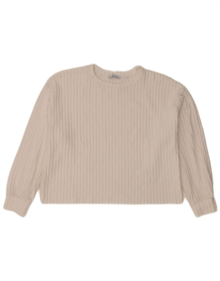 Zara Womens Crop Oversized Top Langærmet UK 14 Medium White