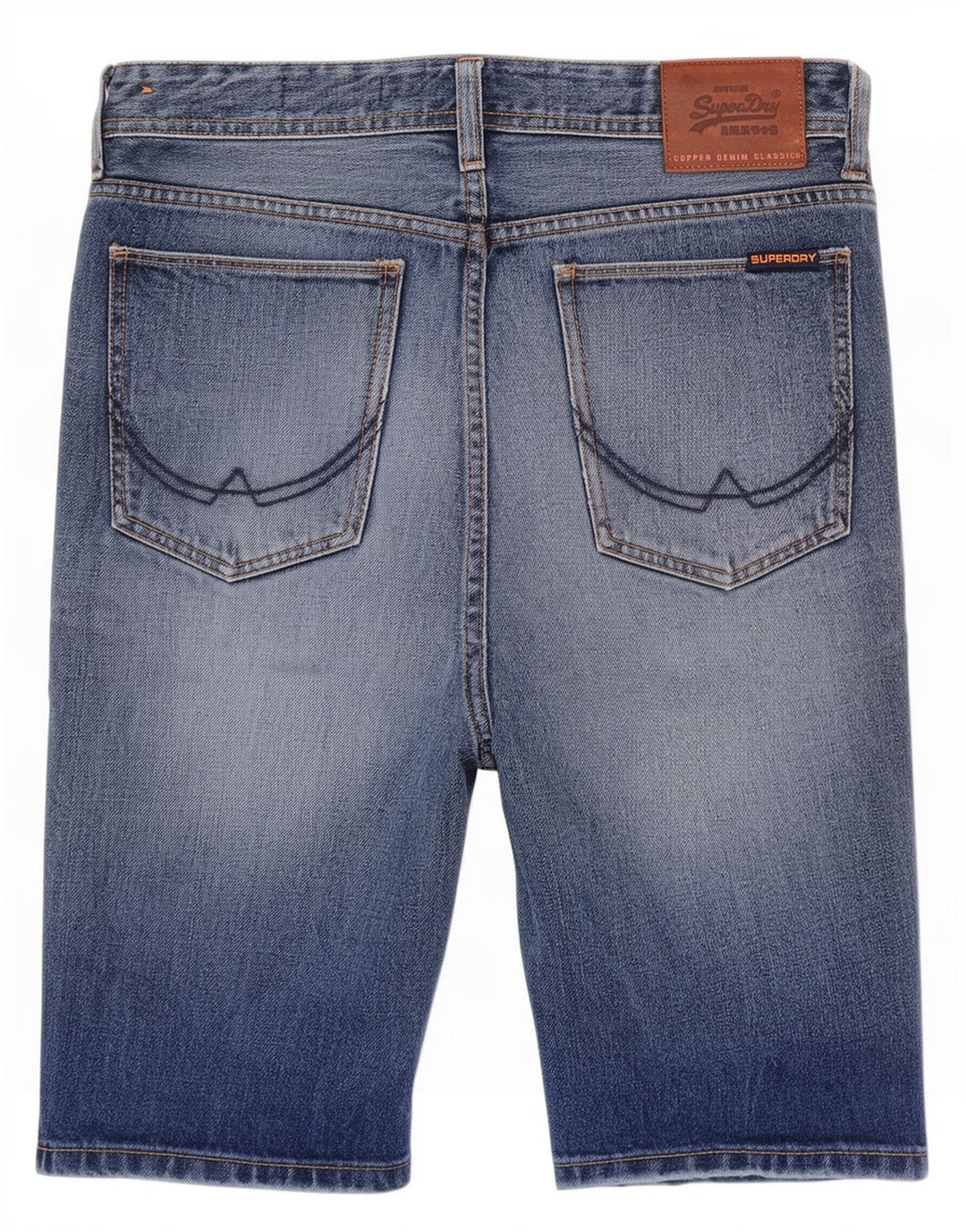 Мужские джинсовые шорты облегающего кроя Superdry W30, хлопковые, среднего синего цвета