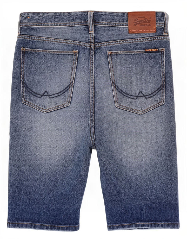 Мужские джинсовые шорты облегающего кроя Superdry W30, хлопковые, среднего синего цвета