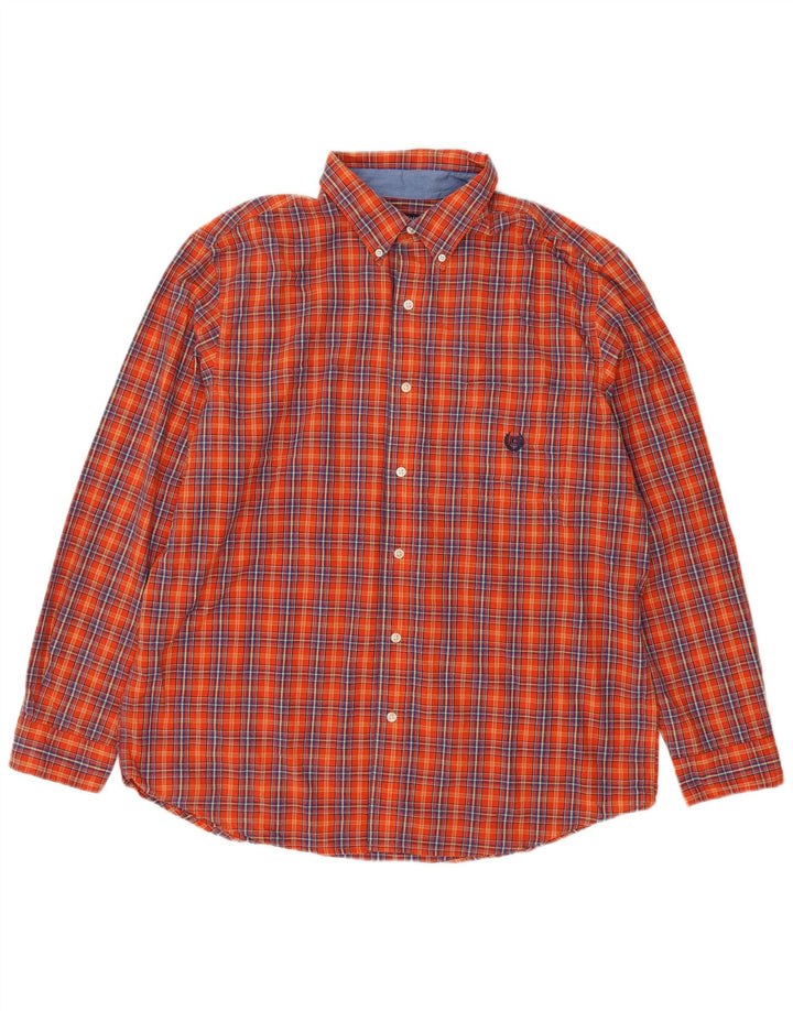 Camisa masculina Chaps XL laranja xadrez algodão