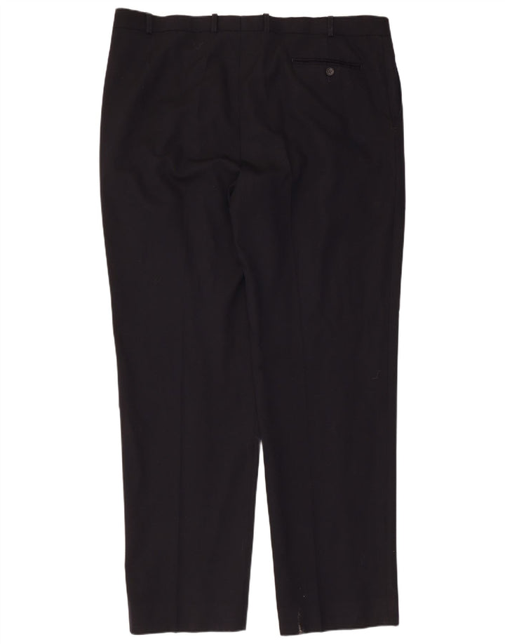 Marks & Spencer Mens Straight Suit Trousers W42 L33 Navy Blue Wool