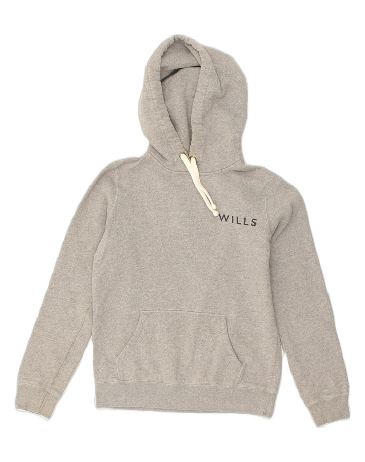 JACK WILLS Womens Graphic Hoodie Jumper UK 10 Small Grey Cotton | Vintage Jack Wills | Thrift | Second-Hand Jack Wills | Used Clothing | Messina Hembry 