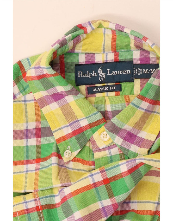 RALPH LAUREN Mens Short Sleeve Classic Fit Shirt Medium Yellow Check